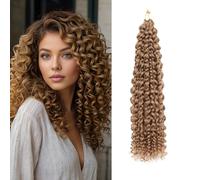 8 Packs GoGo Curl Crochet Hair 18 Inch Long Curly Crochet Hair for Women Beach Curl Water Wave Deep Twist Crochet Braids Synthetic Braiding Hair Extensions (27#, 14 Inch(pack of 8))