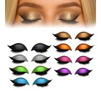 8 Pairs Parche de Pestañas Lazy Eyeshadow,2 En 1 Reutilizables,Pegatinas de Maquillaje Multicolor para Pestañas,Plantillas de Maquillaje para Todas Las Formas de Ojos