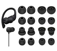 8 Pairs Powerbeats Pro Ear Tips Buds, 4 Size Replacement Soft Flexible Fit in Case Noise Reduce Silicone Rubber Gel Earbuds Eartips Wing Skin Accessories Compatible with Beats Flex/BeatsX - Black