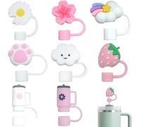 8 pajitas accesorios para Stanley Cup, 10 mm de material de silicona a prueba de polvo, funda de silicona, juego de accesorios, tapa de paja, tazas no incluidas (8 clásicos)