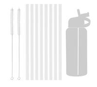 8 pajitas de plástico de repuesto, pajitas reutilizables, compatibles con botella de agua Hydro Flask de 18 a 64 oz y otras marcas con 2 cepillos de limpieza. Perfecto para todas las bebidas. 24 cm