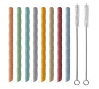 8 Pajitas de Silicona Reutilizables y Plegables - Portátiles Con 2 Cepillos de Limpieza