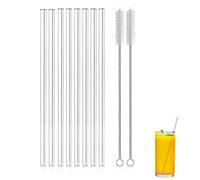 8 pajitas de vidrio reutilizables, pajitas de bebida directa transparentes para bebidas frías de cóctel de batido de iceberg