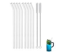8 pajitas de vidrio reutilizables, pajitas de bebida flexibles transparentes para bebidas frías de cóctel de batido de iceberg