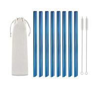8 pajitas reutilizables de 12 mm acero inoxidable for té burbujas, metal for cócteles y bar 64(Blue sharp)