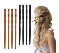 8 Palillos de Madera para el Pelo, Palillos para el Pelo con Forma de Bambú, Palillos para el Pelo para Mujeres, Horquilla de Madera, Palillos para el Pelo para Moños (Bruna+Nigra)