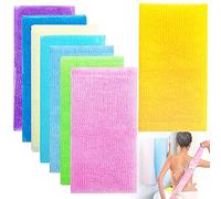 8 paños de baño exfoliantes de 35 pulgadas, toalla de baño de belleza para la piel, paño de ducha de nailon, esponja de lufa corporal para mujeres y hombres