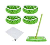 8 paños para escoba con 1 pieza de bolsa de red, paños para escoba reutilizables, paños para escoba húmedos y secos, paños lavables y compatibles (verde)