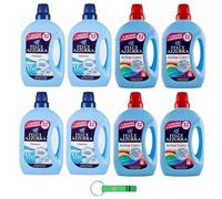 8 paquetes de prueba Felce Azzurra Lavatrice Classico + Active Color, detergente líquido para lavadora eficaz en frío, 32 lavados de 1595 ml + llavero Beni Culinari gratuito