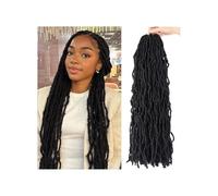 8 paquetes de trenzas de crochet con bucles suaves for rastas de mariposa, cabello sintético for mujeres negras Easy Installation and Removal(#1B,24 inch)