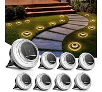 8 Paquetes Luces Solares LED Exterior Jardin Suelo, luz Solar Exterior Jardin con Efectos de Sombra, IP65 Impermeabili Lamparas Solares per Giardino, Terrazze Jardín, Camino, Blanco Cálido