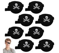 8 parches de ojo de pirata para adultos y niños, parche médico ajustable, parches para ojos perezosos, cubierta de ojos reutilizable para cosplay disfraz de pirata