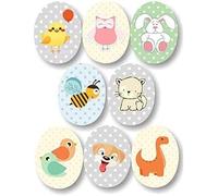 8 parches infantil serigrafiados para planchar en la ropa. Aplicaciones termoadhesivas para reparar y decorar pantalones, chaquetas, jerseys, mochilas (Baby Animals)