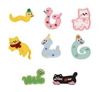 8 parches para coser o planchar con dibujos animados de gatos, pequeñas serpientes bordadas para coser y decorar mochilas