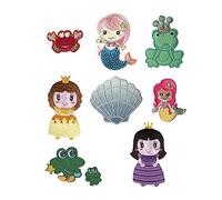 8 Parches termoadhesivos para la ropa. Apliques bordados para planchar sobre camisetas, bata escolar, jeans, chaquetas. Diseño de moda: Sirena, Princesas - REF. 8218-U8