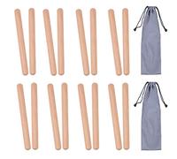 8 pares (16 paquetes) de instrumentos de percusión musical de madera clásica, palos de ritmo de madera dura natural de 8 pulgadas con 2 bolsas de transporte