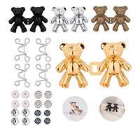 8 Pares Botones Vaqueros de Oso, Botones Ajustables Vaqueros Desmontable Clip de Ajuste de Cintura para Vestidos Pantalones Vaqueros Mangas Demasiado Grande