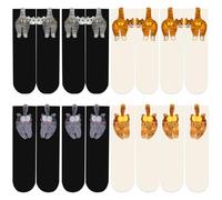 8 Pares Calcetines Gato Huevos Calcetines Lindos Para Gatos Con Bolas 4 Estilos Diseño 3d Suaves Y Transpirables Ajuste Perfecto Antideslizantes Estampados Bonitos Blanco Y Negro Talla Única Cómodas