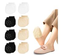 8 Pares Calcetines Mujer, Calcetines Invisibles Mujer,Puntera Transpirable,Cortos de Silicona Antideslizantes,Protectores Dedos Sock,Calcetine para Tacones Altos,Zuecos(Negro 3Tono de piel 3Blanco 2)