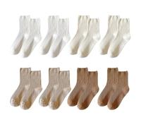8 Pares De Calcetines De Algodón A Rayas, Calcetines De Pantorrilla, Calcetines De Diseño Simple, Calcetines Transpirables Y Suaves, Calcetines De Mujer, Calcetines Cálidos