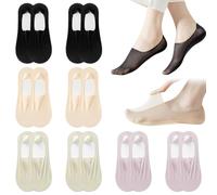 8 pares de calcetines invisibles de manga corta para mujer, antideslizantes, transpirables e informales, ideales para mocasines y náuticos.