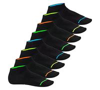 8 pares de calcetines tobilleros fosforescentes unisex - Negro & Neón 47-50