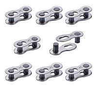 8 pares de eslabones de cierre rápido para cadena de bicicleta de 6, 7, 8, 9 y 10 velocidades, eslabones maestros reutilizables para cadena de bicicleta, color plateado, 20 x 7,1 x 7 mm