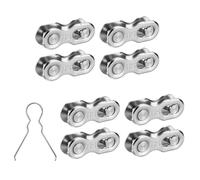 8 pares de eslabones rápidos de cadena de bicicleta, 11 velocidades, color plateado con pinza, enganche rápido para bicicleta de montaña y carretera, conector de bicicleta de acero inoxidable