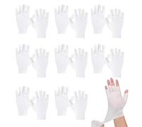 8 Pares Guante sin Dedos Hasta Guantes sin Dedos con Protección Solar Guantes de Finos sin Dedo para Mujer para conducir, hacerse la manicura, jugar al golf, pescar y montar en bicicleta-Blanco