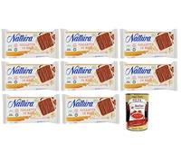 8 pasteles de arroz orgánicos Náttúra con chocolate con leche, aperitivos deliciosos y saludables, fuente de fibra, sin gluten, paquete de 90 g + lata italiana gourmet Polpa di Pomodoro de 400 g