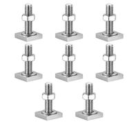 8 Pcs Abrazadera de Ranura para Riel en T, M8x30mm Adaptador de Ranura en T Track Adapter de Acero Inox con Tuercas y Arandelas para Rieles de Techo y Portabicicletas Portaequipajes(M8 Cuadrado)