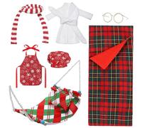 8 Pcs Accesorios Elfo Navidad,Accesorios de Elfos Navideños, Elfo Navidad Muñeco Accesorios, Incluye Saco de Dormir, Hamaca, Vasos, Albornoz, Delantal, Bufanda, Almohada, Gorro de Chef