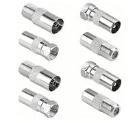 8 PCS Adaptador TV Conector F Macho/Hembra Kit, Conectores AntenaTV Coaxial, Adaptador de Antena de TV F para Cable SAT, Empalme Cable AntenaTV, Conectores de Antena Coaxial Duraderos