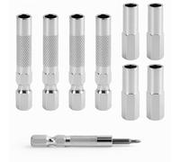 8 PCS Adaptadores De 6,35 a 4 Mm, Funda Magnética Adaptadora De 6,35 a 4 Mm, Portapuntas De 1/4" De 25 Mm Y 45 Mm, Adaptador De Puntas De 1/4" Para Micropuntas, Funda Magnética, Destornilladores Y Tal