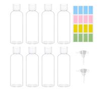 8 Pcs Botellas Plastico Transparente,100ml Botes Viaje Rellenables,Dispensador de Muestra Portátil con Embudo,Recargables Vacías con Tapa Abatible,Botes Viaje Rellenables para Dispensar Líquidos