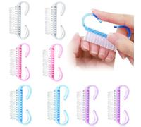8 Pcs Cepillo de Limpieza para Uñas, Nail Brush, Cepillos de Uñas con Mango, Cepillo de Limpieza para Fregar Manos de Plástico (Púrpura, Rosa, Azul, Transparente)