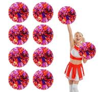 8 Pcs Cheerleading Pom Poms,13.7inch Cheerleader Pompoms with Four finger payment,Fit for Team Spirit Sports Dance Cheering (Bronze and purple)