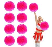 8 Pcs Cheerleading Pom Poms,13.7inch with Four finger payment Cheerleading Handheld Squad Pompoms for Sports Team Cheer Spirit (rose red)