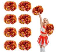 8 Pcs Cheerleading Pom Poms,14.57inch Cheerleader Pompoms with Handle style,Fit for Team Spirit Sports Dance Cheering (Rose red+gold)