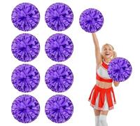 8 Pcs cheerleading poms,13.7inch pom poms cheerleading with Finger Holes Cheer Pom Pomsfor Dance, Matches, Team Spirit Sports (Purple)