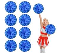 8 Pcs cheerleading poms,13.7inch pom poms cheerleading with Finger Holes Cheer Pom Pomsfor Dance, Matches, Team Spirit Sports (Blue+Blue)
