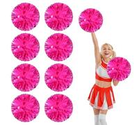 8 Pcs cheerleading poms,13.7inch pom poms cheerleading with Four finger payment Cheer Pom Pomsfor Dance, Matches, Team Spirit Sports (Rose red+Rose red)
