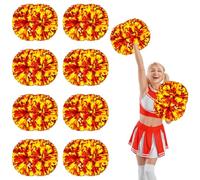 8 Pcs cheerleading poms,14.57inch pom poms cheerleading with Handle style Cheer Pom Pomsfor Dance, Matches, Team Spirit Sports (Bronze+Yellow)