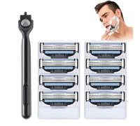 8 Pcs Compatibles con Cuchillas de Afeitar Gillette Mach 3, Recambios Profesionales con un Mango, Doble Tira Lubricante, para Afeitado Diario (1+8)