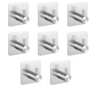 8 Pcs Ganchos Adhesivos para Pared, Gancho Adhesivo Pared, Colgador Toallas Baño Autoadhesivos, Colgador Trapos Cocina, Colgadores Adhesivos Resistentes Acero Inox, Toalleros de Baño sin Taladro