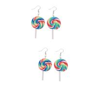 8 Pcs Large Dangle Ear Decorations Polymer Clay Lollipop Turquoise Hoop for Women Creative Earrings Thick Circle Cane