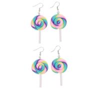 8 Pcs Large Dangle Ear Decorations Polymer Clay Lollipop Turquoise Hoop for Women Creative Earrings Thick Circle Cane