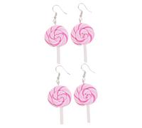 8 Pcs Large Dangle Ear Decorations Polymer Clay Lollipop Turquoise Hoop for Women Creative Earrings Thick Circle Cane