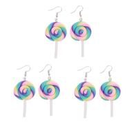 8 Pcs Large Dangle Ear Decorations Polymer Clay Lollipop Turquoise Hoop for Women Creative Earrings Thick Circle Cane