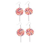 8 Pcs Large Dangle Ear Decorations Polymer Clay Lollipop Turquoise Hoop for Women Creative Earrings Thick Circle Cane